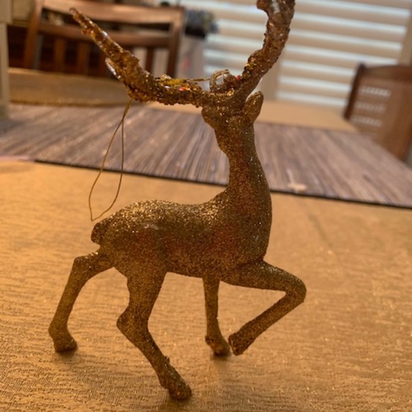 Sparkling Gold Reindeer Christmas Ornament - Picture 6 of 7
